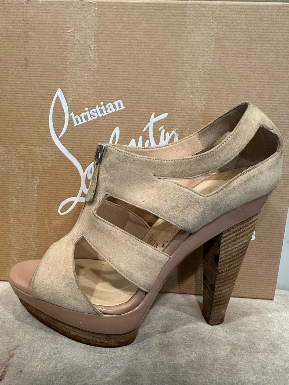 Christian Louboutin Suede Strappy Platform Heels